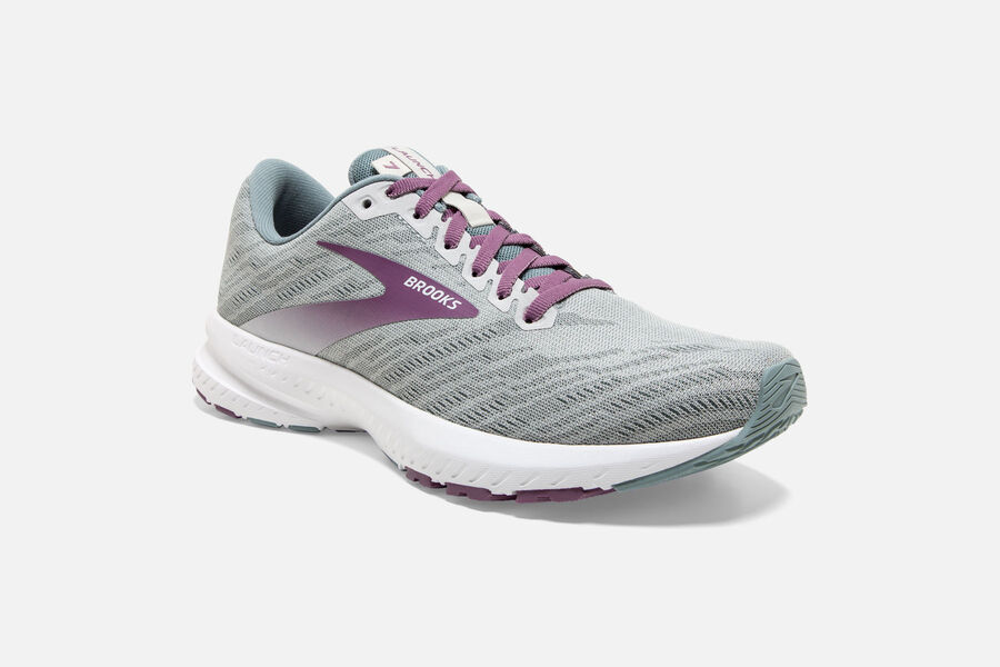 Brooks Launch 7 Road Running Shoes Womens - Grey/Purple - BUSTP-7943